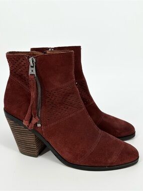 Lucky Brand Ramses Perforated Suede Leather Ankle Boots